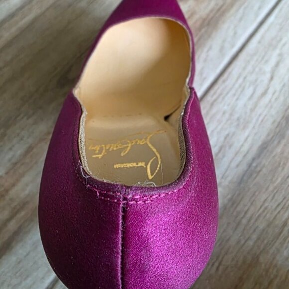 PRICED DROP! Christian Louboutin Def Daffodiles Purple Satin Shoes 160 Eur. 34.5 - Picture 10 of 16